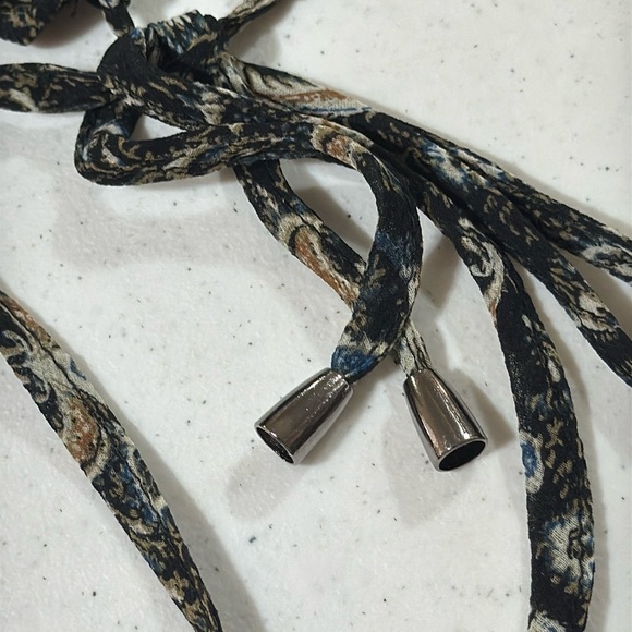 Free People Santiago Bohemian Sheer Paisley Long Frayed Sleeve Blouse XS Women - Picture 10 of 11